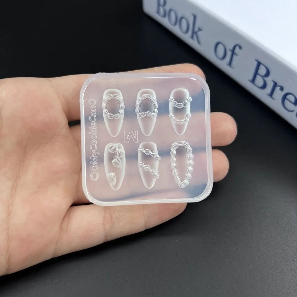 Clear Silicone Nail Carving Mold 3D Design 5-Petal Flower Art Molds Zpaxo A