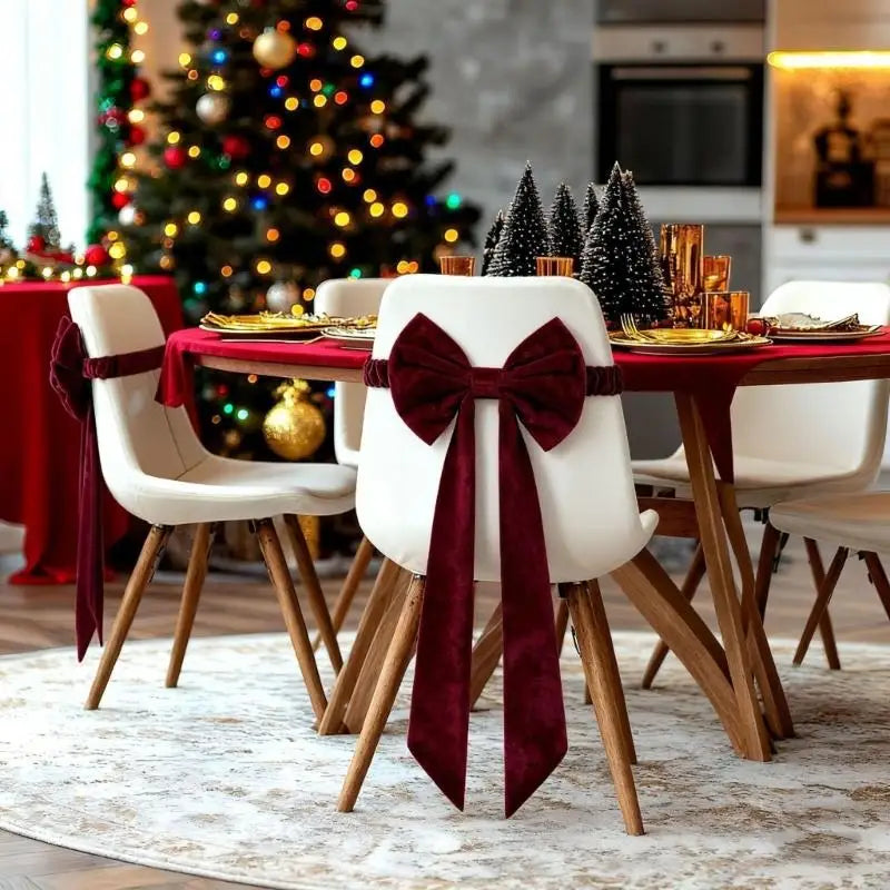 Elegant Chair Bows Tie Elastic Band Sashes Christmas Decoration