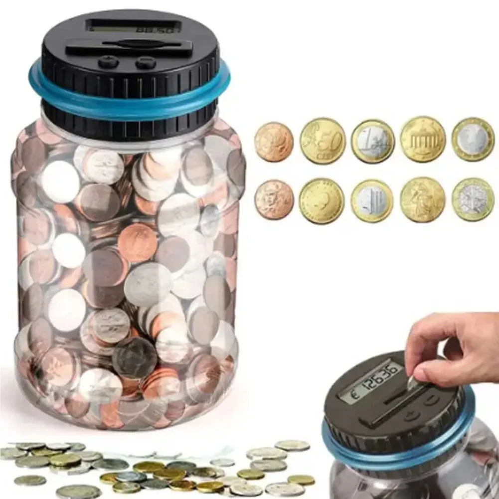 1PC Electronic Piggy Bank Counter Coin - Digital LCD Counting Coin, Money Saving Box Jar, Coins Storage Box For USD EURO Zpaxo