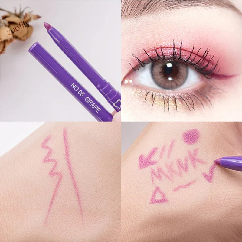 Waterproof Eyeliner Gel Pencil Red Brown Lying Silkworm Pen Soft Easy Wear High Pigment Matte Eyeliner Lasting Shiny Eyes Makeup Zpaxo