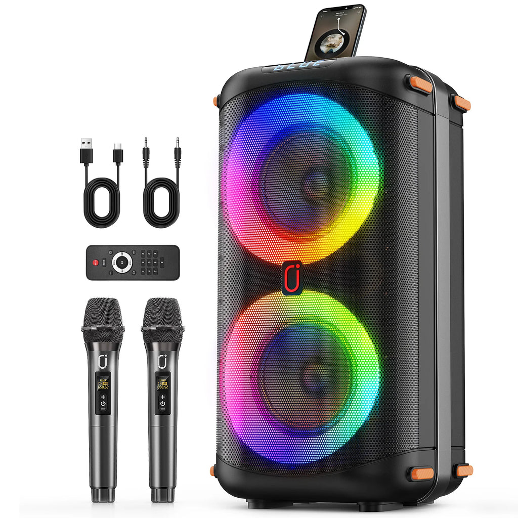 T27-T Karaoke Machine 2 Wireless Microphones Big Party PA System