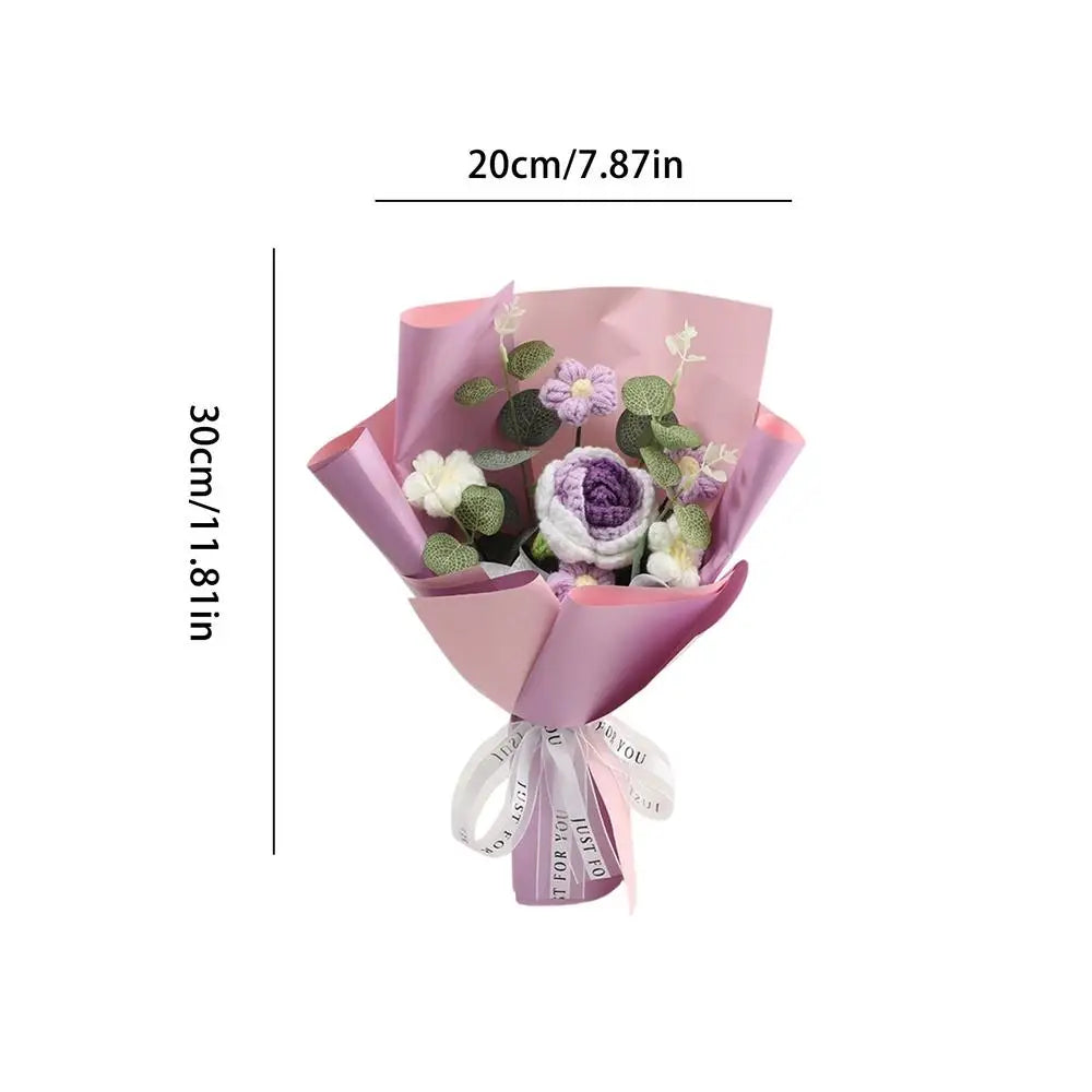 Crochet Flowers Handmade Graduation Bouquet Knitted Wool Bride Zpaxo B