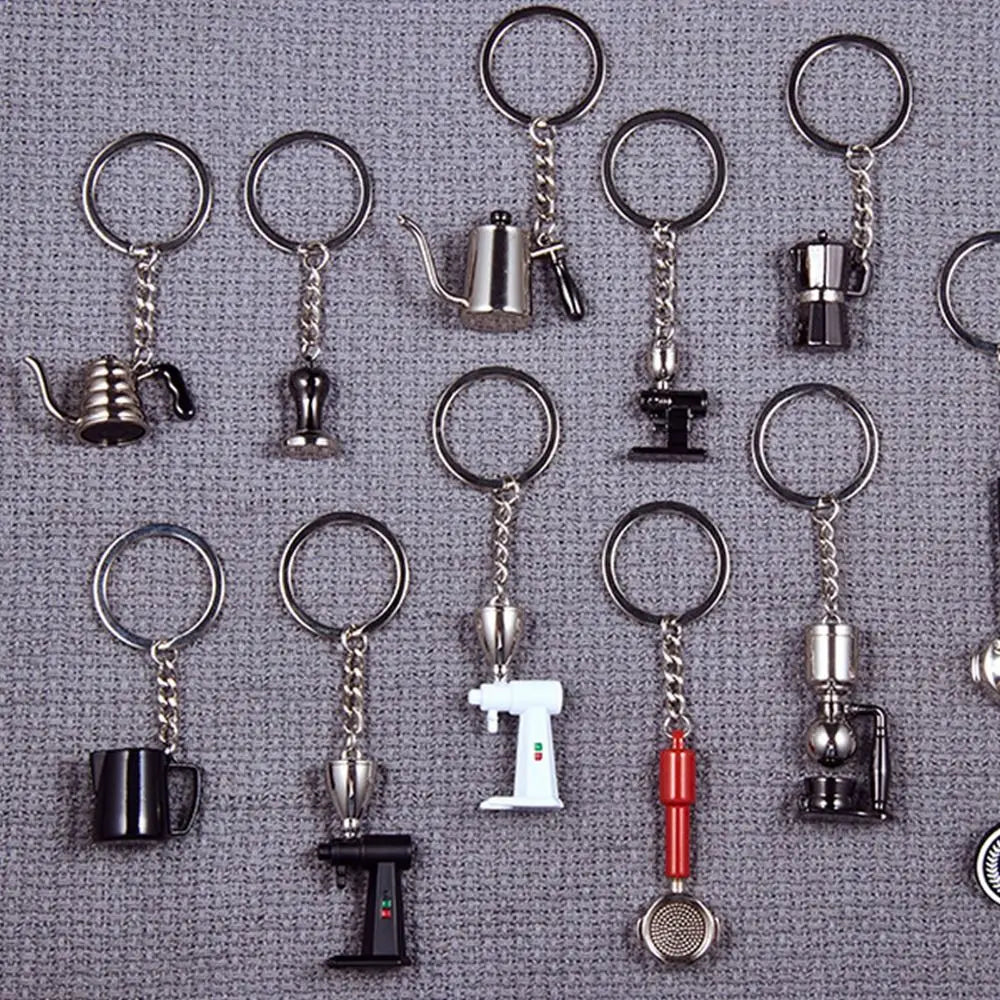 Zinc Alloy Niche Design Syphon Girl Gift Hanging Ornament Coffee Series Key Ring Bag Pendent Car Key Ring Coffee Pot Key Chain Zpaxo
