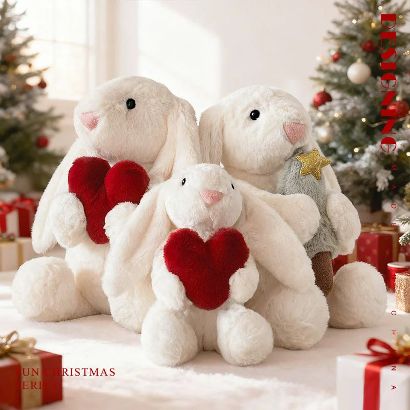 Cuddly Floppy Ear Rabbit Plush Toy Holding Red Heart Soft Stuffed