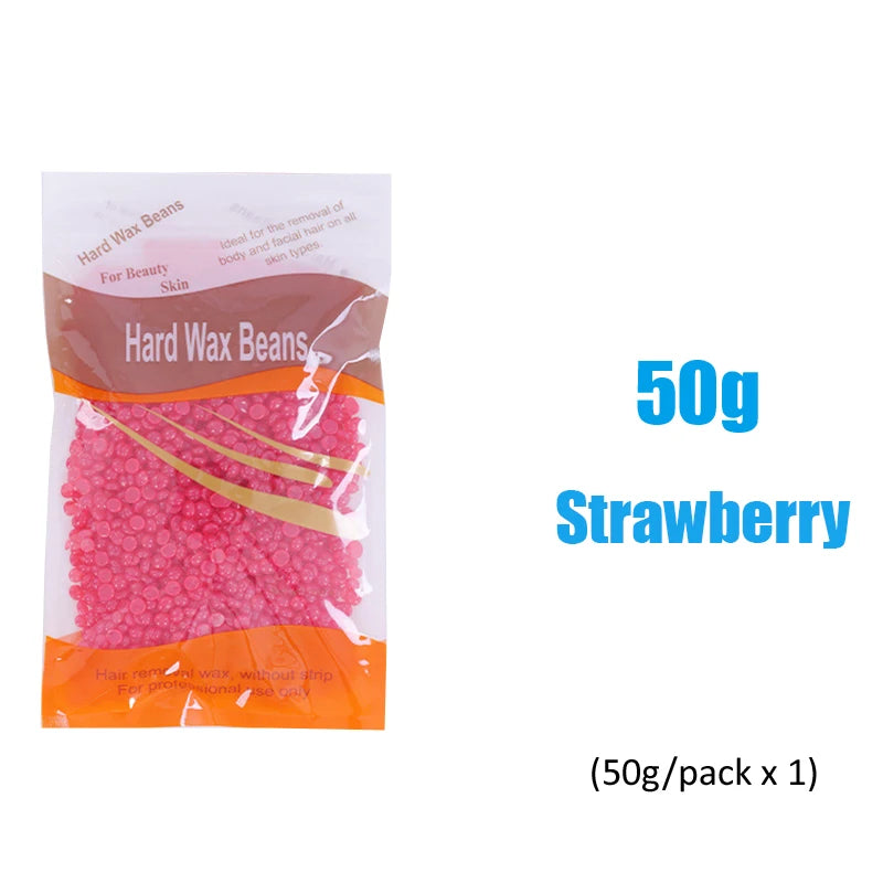 Hard Wax Beans Hair Removal – 500g/300g/50g Unisex Depilatory Wax Beans Zpaxo 50g-Strawberry