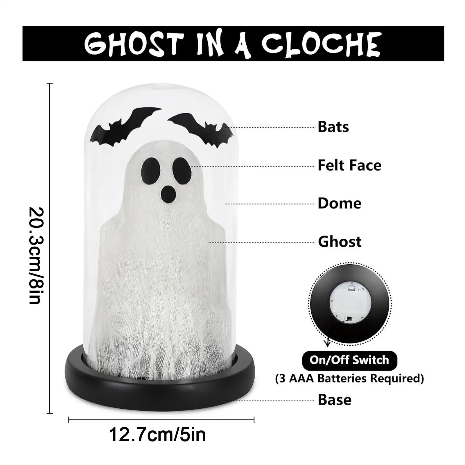 Light Up Ghost Tabletop Ornament Creative Bat Lamp Decor Halloween