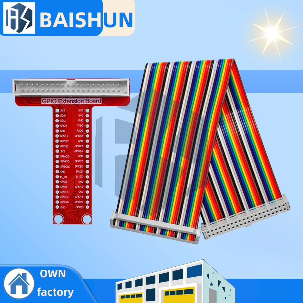 T-shaped GPIO Breakout Expansion Board 40-Pin Flat Ribbon Cable Zpaxo