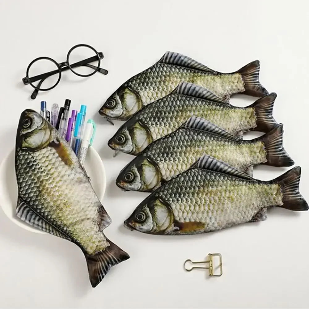 Cartoon Large Capacity Pen Bag Simulated Crucian Carp Multifunctional Zpaxo