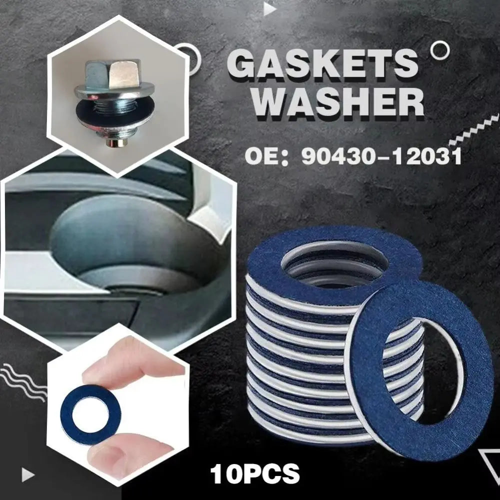 10pcs Aluminum Material Oil Pan Gaskets Seal Washer Compatible Engine Oil Drain Plug Wear Parts Durable Oil Drain Washer Gasket Zpaxo