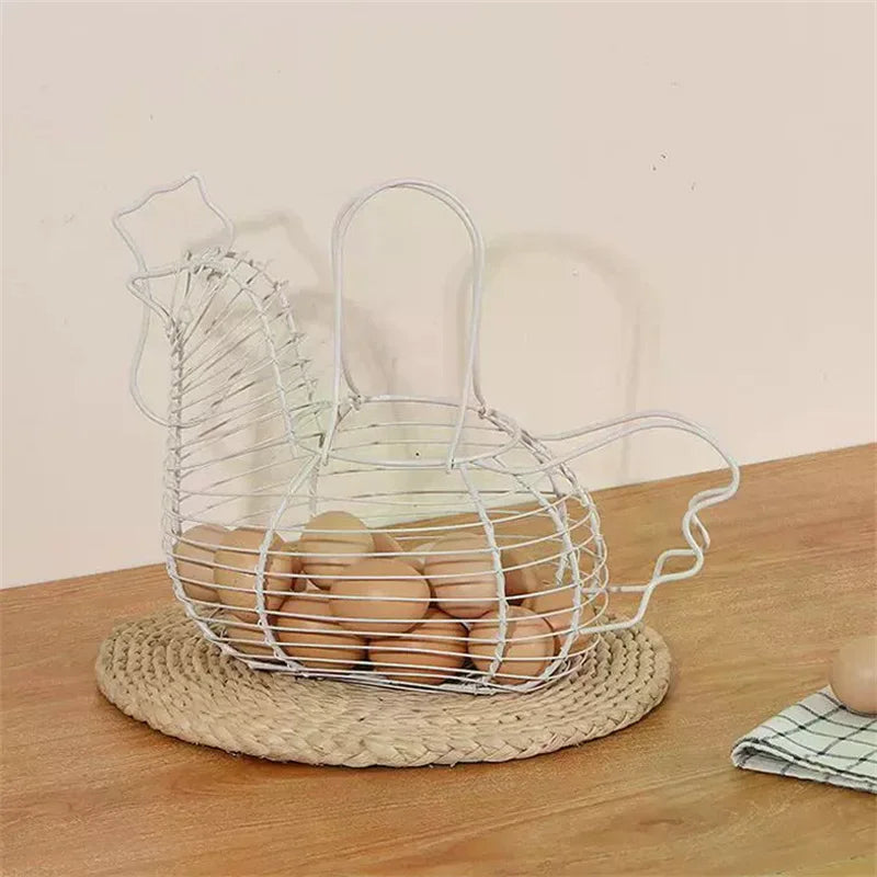 Household Vegetables Fruit Container Organizer Rack Basket Iron Art Eggs Storage Basket Chicken Shaped Egg Holder Zpaxo