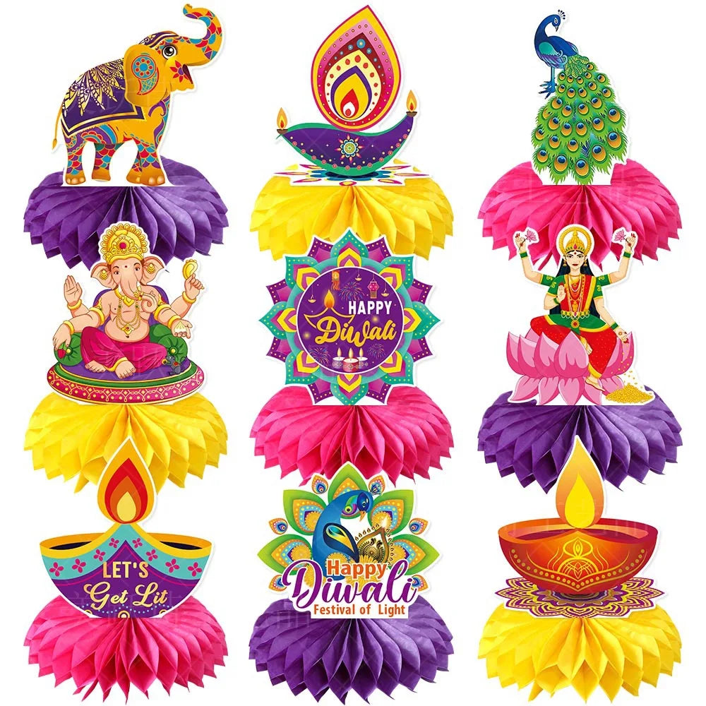 Festival Atmosphere Decoration Ornament Honeycomb Festival Desktop Handmade Ornament Lantern Festival Honeycomb Display Platform Zpaxo 9pcs 1set