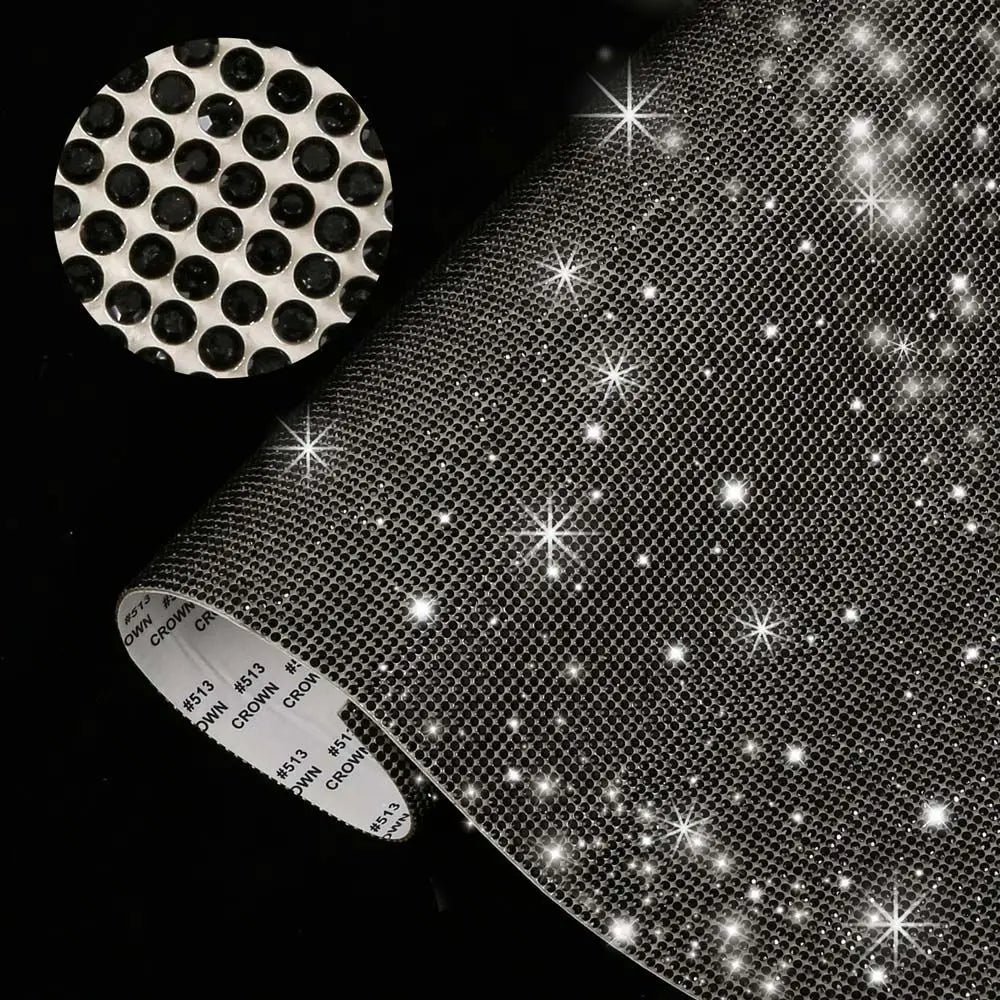 DIY Bling Self-adhesive Gem Stickers Crystal Rhinestones Sticker Car Zpaxo black