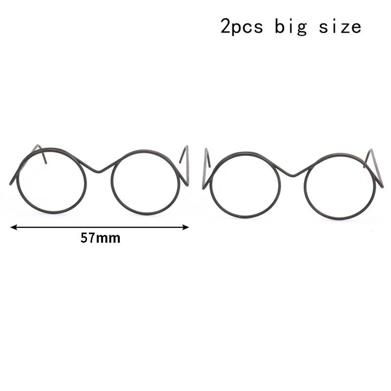Fashion Round Frame Lensless Retro Cool Doll Glasses Accessories Zpaxo B