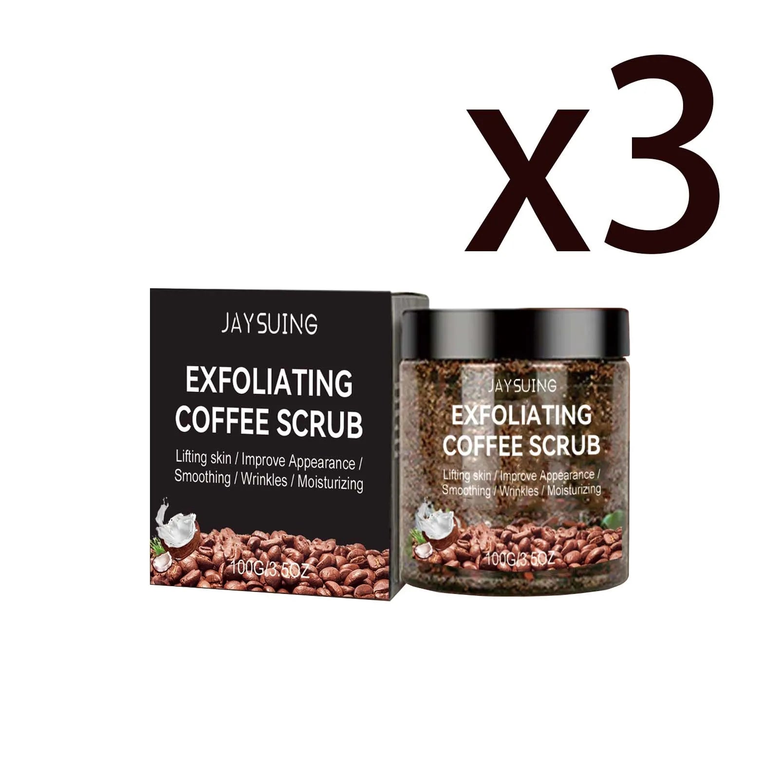 Jaysuing Coffee Body Scrub – Exfoliate, Soften & Brighten Skin Body Exfoliating Scrub Zpaxo 3x100g 100g