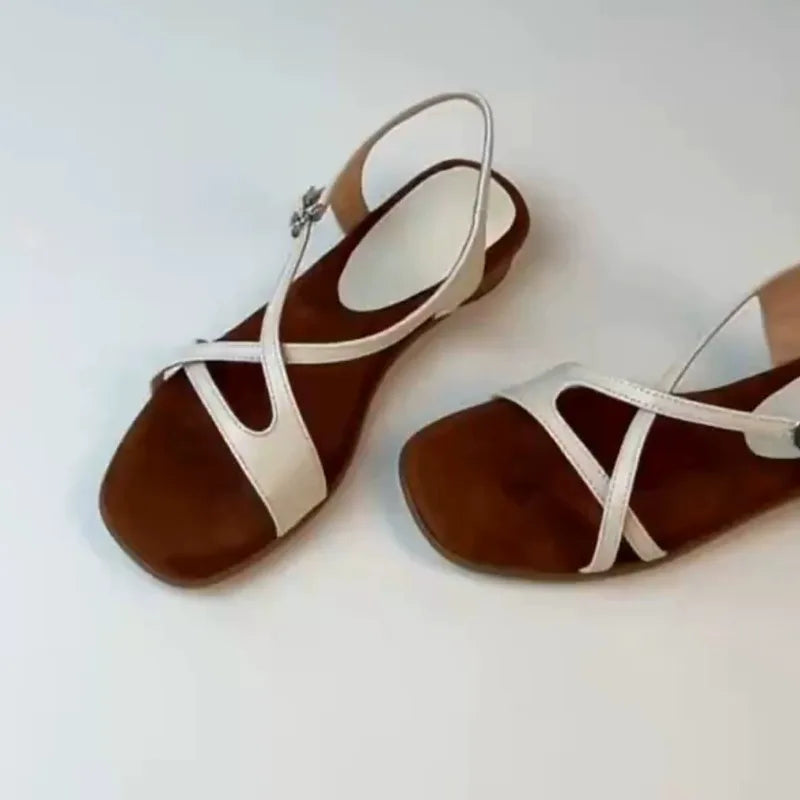Women's Square Open Toe Vintage Hollow Out Breathable Sandals Women Zpaxo