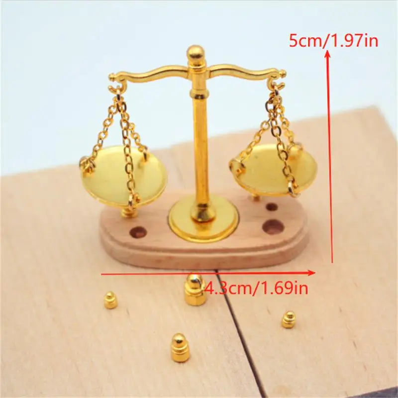 ▶1PCS Dollhouse Vintage Balance Scale Miniatures Model Accessories Kids Pretend Play Toys Ornaments Gifts Zpaxo one size