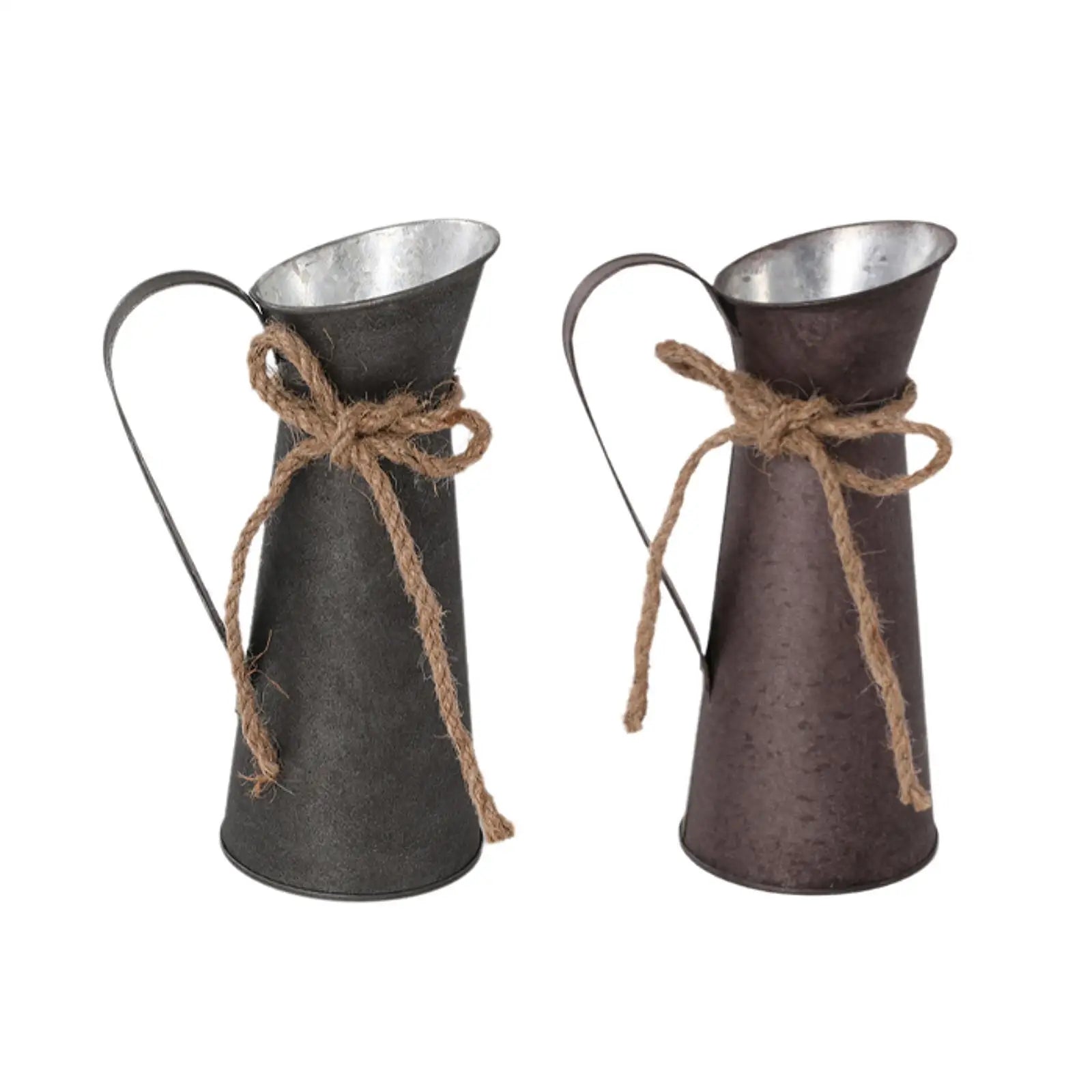 Galvanized Iron Milk Jug Vase – Rustic Farmhouse Dried Flowers Decorative Metal Vase Zpaxo