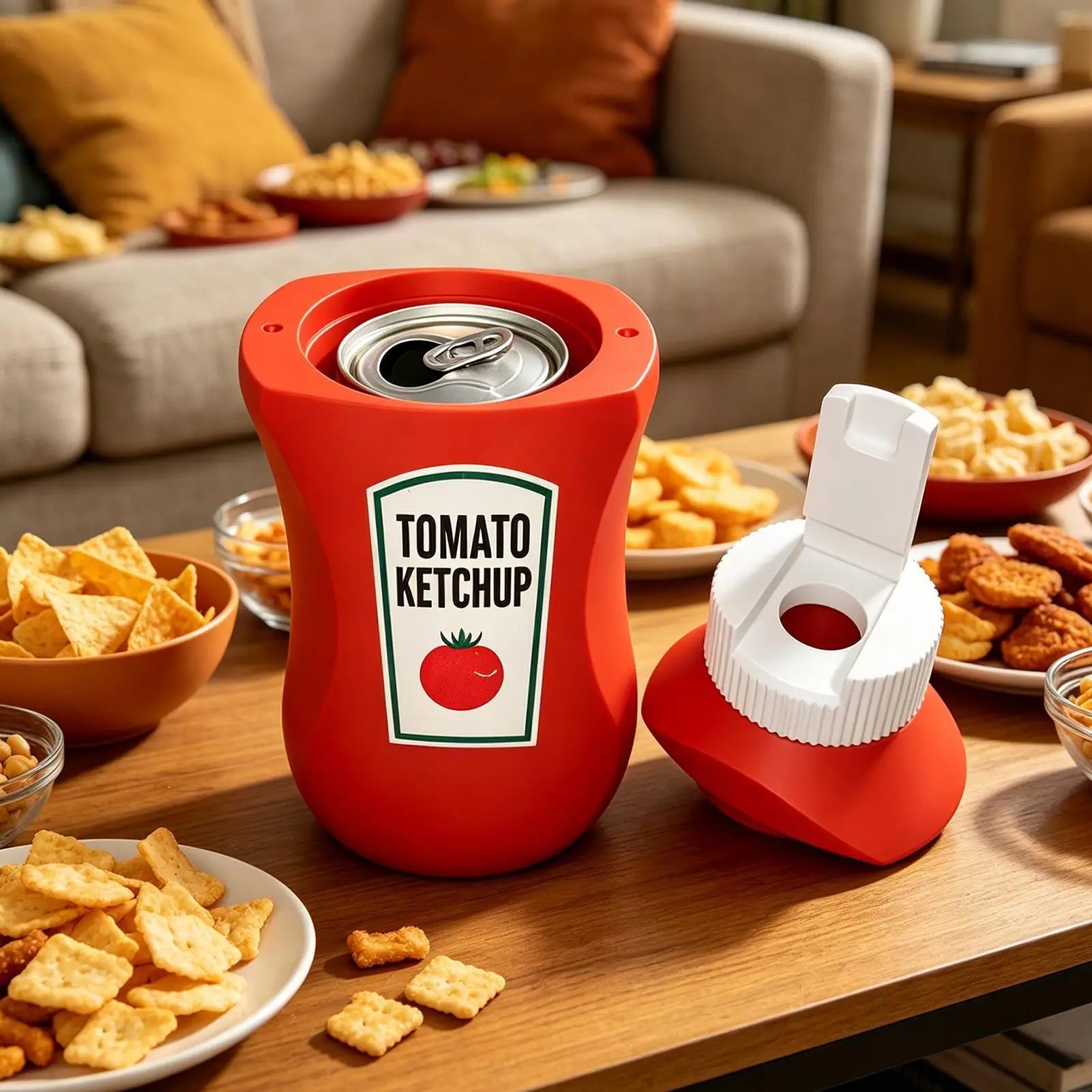 Soda Can Sleeve Non-Slip Novelty Bottle Holder Fit 330 ML Tomato Sauce Bottle Shape Beer Can Sleeve for Coffee Soda Water Cooler Zpaxo
