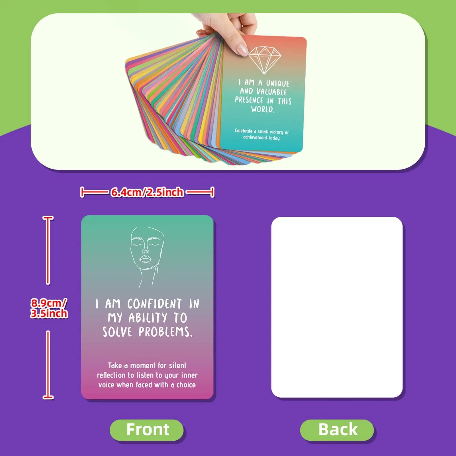 Colored Affirmation Cards Women Self-care Daily Positive Quotes