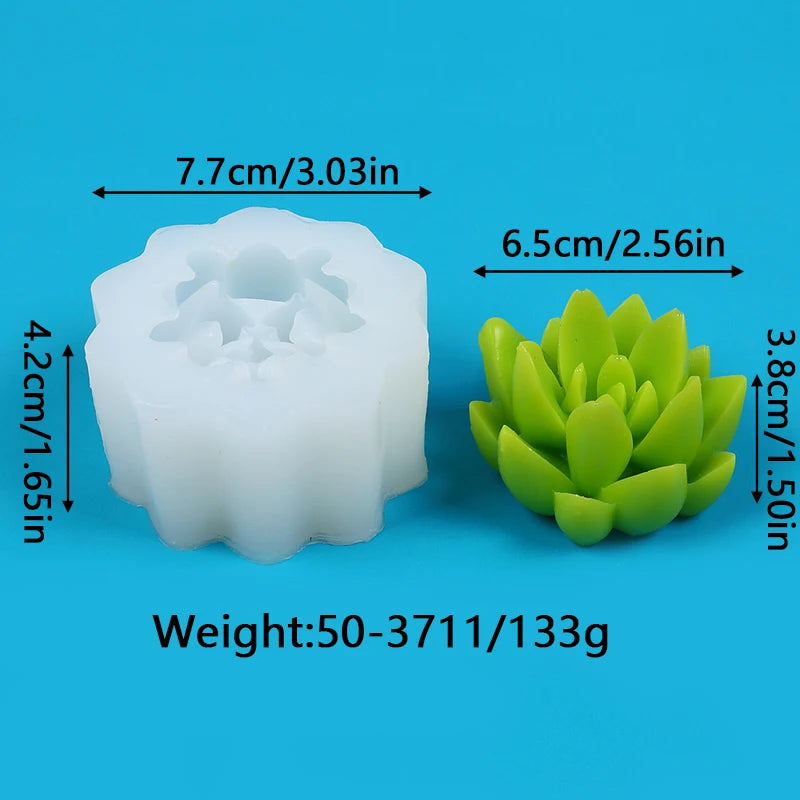 Succulents Candle Silicone Mold 3D Cactus Succulent Plants Soap Aroma Plaster Cement Craft Ornament Making Mold Home Decor Zpaxo 50-3711-D