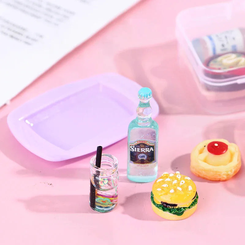 5Pcs1 12 Dollhouse Mini Drink Bottle Food Dessert Plate Pretend Play Zpaxo