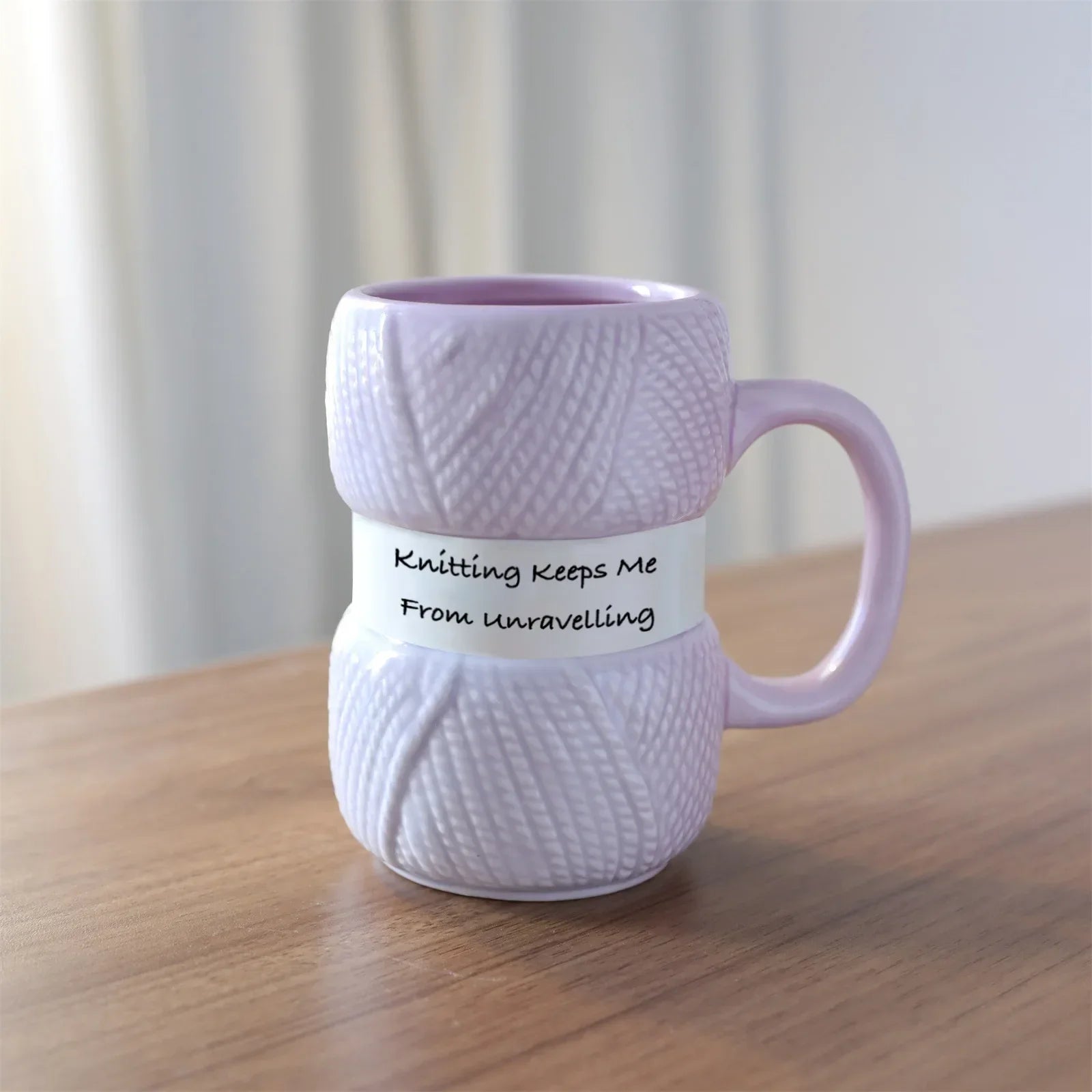 Knit Style Ceramic Coffee Mug – Cute Gift Tea Cup Ceramic Coffee Mug Zpaxo 301-400ml Purple