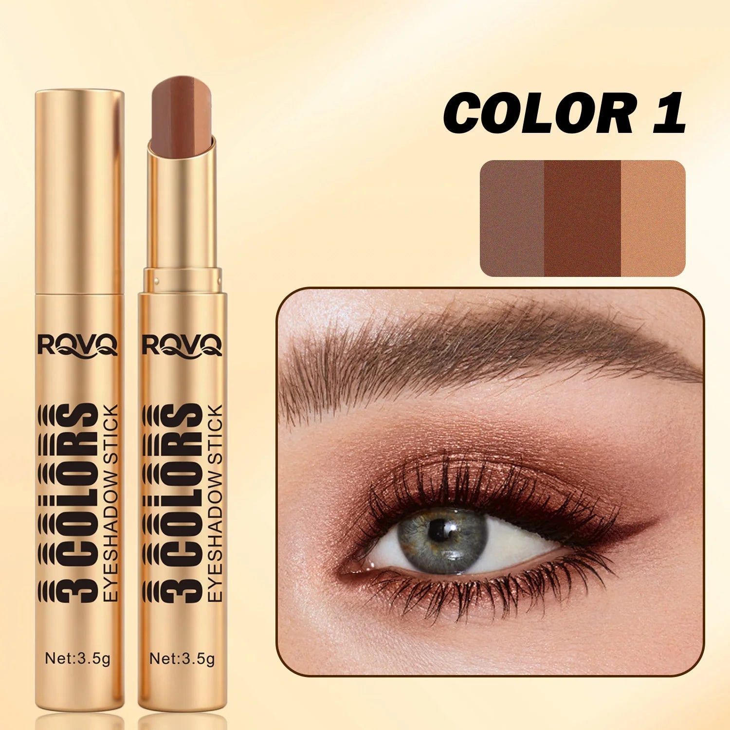 3-Color Eye Shadow Stick Waterproof Durable Easy Apply Natural Makeup