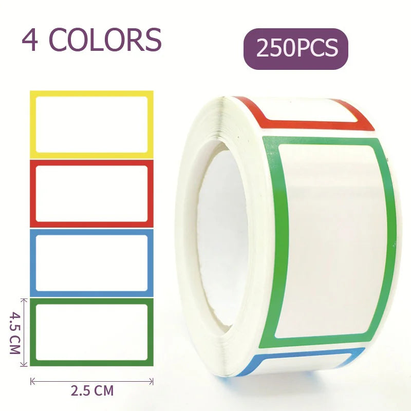 1 roll Waterproof Blank Self Adhesive Assorted Stickers Removable Label Stickers Name Tag Bottle File Document School Supplies Zpaxo