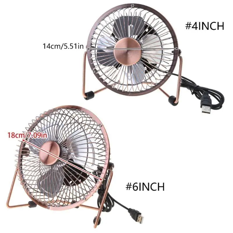 652F USB Small Fan 4/6Inch Metal Outdoor Dormitory 360 Degree Rotatable Fan Portable Zpaxo