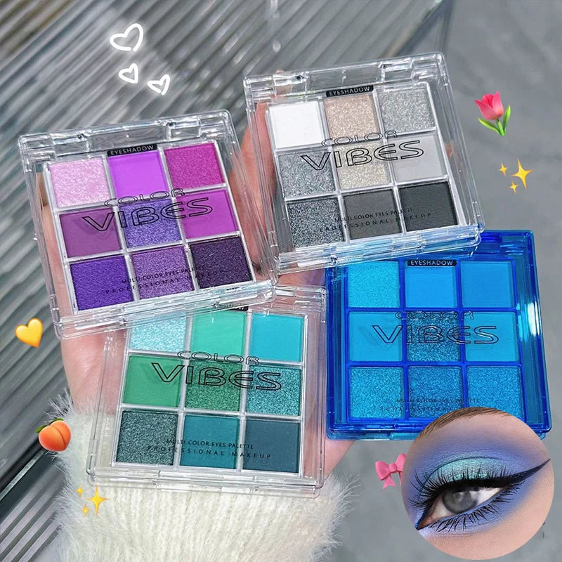 9-Grid Multi-color Eyeshadow Palette Glitter Pearlescent Matte Eye Shadow Shimmer Long Lasting Women Eye Makeup palette Cosmetic Zpaxo