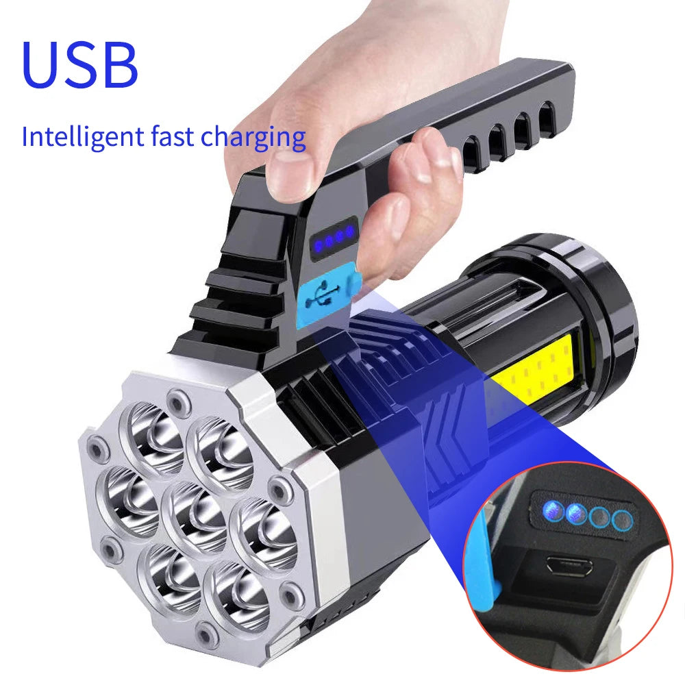 Rechargeable LED Camping Flashlight – 7 LED + COB Side Light