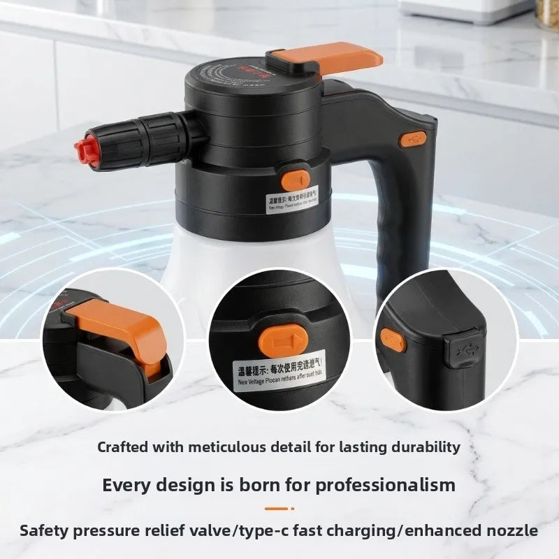 1.5L Electric Foam Sprayer – Portable High-Pressure Car Wash Gun