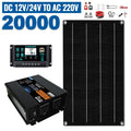 SOECOPO 20000W Full Solar System for Home Complete Kit 800W Panel, Dual - Voltage Input Inverter (2 Sockets), 100A Controller Zpaxo 12V 24V To 220V 50Hz