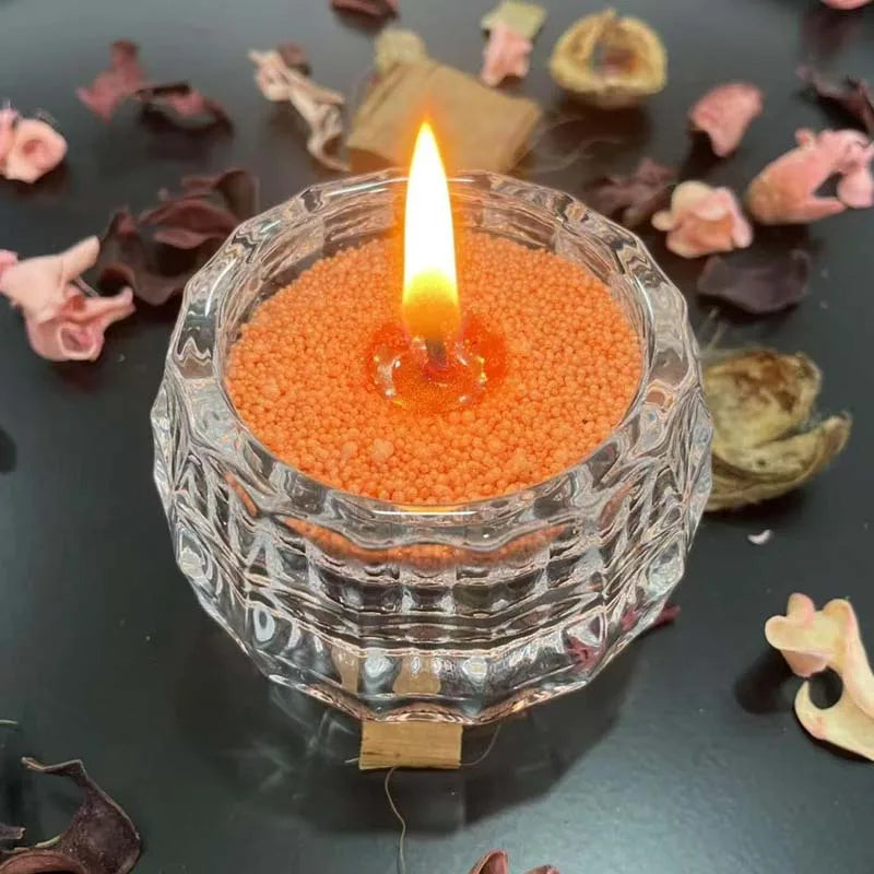 50G Colorful Pearl Candle Set and 5PCS Candle Wicks- Sand Wax, Pearl Candle Wax, for Candle Making, Wedding, Party Handcraft Zpaxo orange 50g 5pcs wick