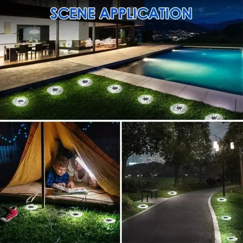 4-Pack Solar Disk Ground Lights – LED Garden Buried Lamps