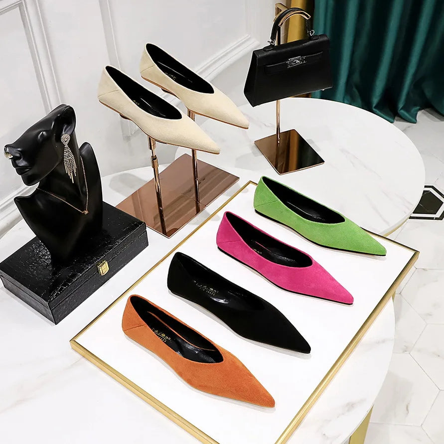 Flat Shoes for Women Spring and Autumn New Casual Black Shallow Pointed Toe Suede Versatile Women's Shoes Ladies Loafers Women Zpaxo