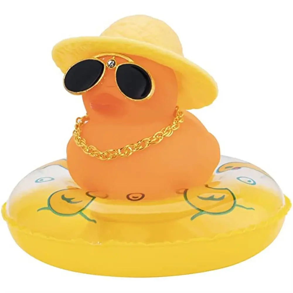 Hat Duck Car Decor Squeak Ducks Swim Ring Glasses Dashboard Bicycle Zpaxo Yellow