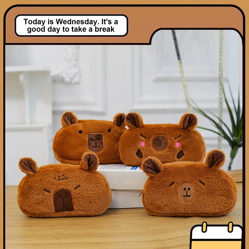 Cute Capybara Pencil Case – Large Capacity Kids Plush Pen Bag Kids Pencil Case Zpaxo