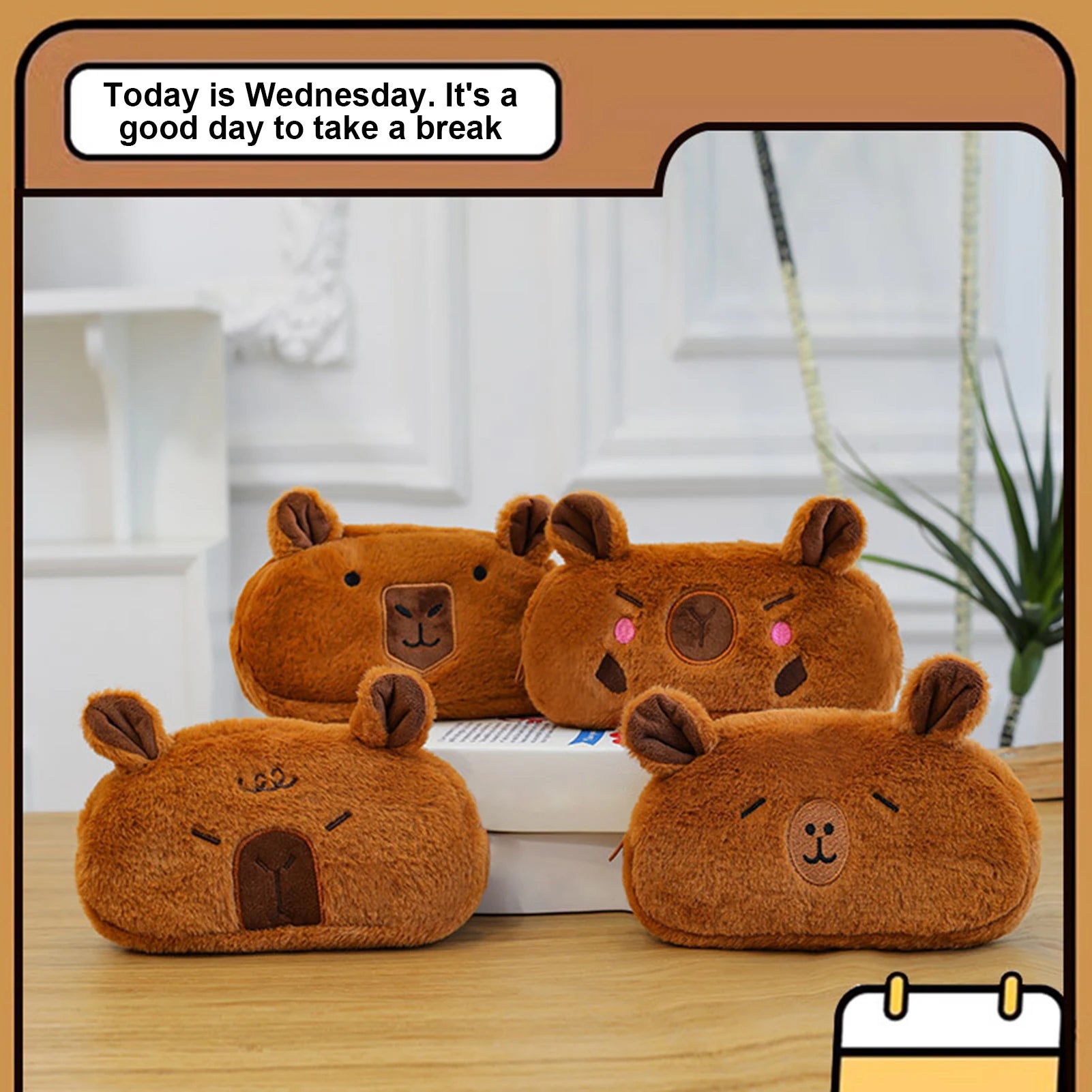 Cute Capybara Pencil Case – Large Capacity Kids Plush Pen Bag Kids Pencil Case Zpaxo