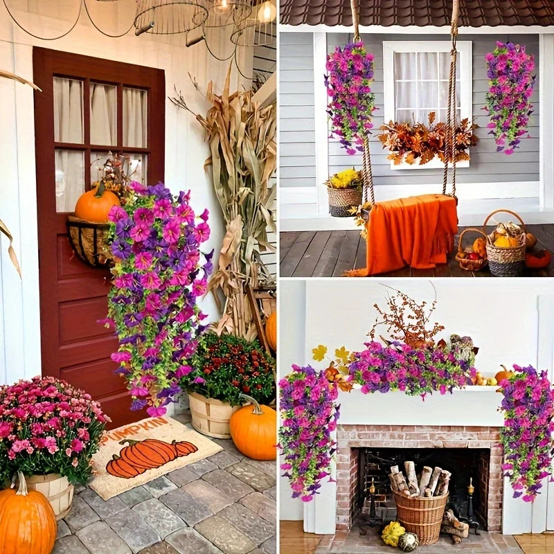 Resistant Artificial Outdoor Plants Precisetrue Hanging Flowers Home Garden Decoration 29 in Silk Petunia Fake Plant For Yard Zpaxo