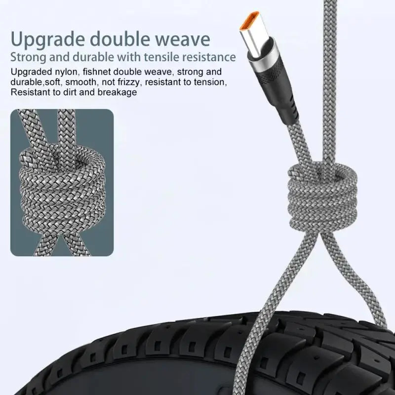 1 3 5 8m USB C Charging Extended Cable 6A Fast Charger Nylon Braided