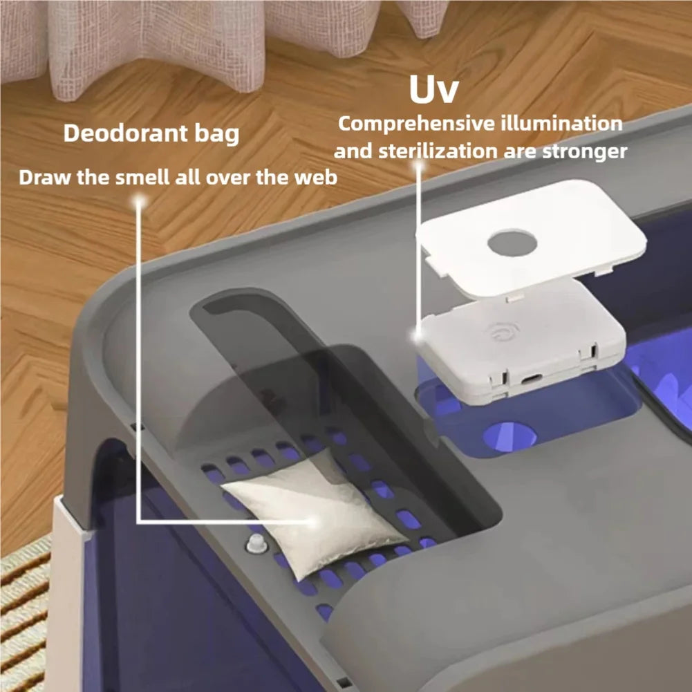 Fully Enclosed Cat Litter Box UV Sterilizatio Cat Toilet Oversize Rechargeable Sterilizing Deodorant Litter Box Pet Bedpans Zpaxo