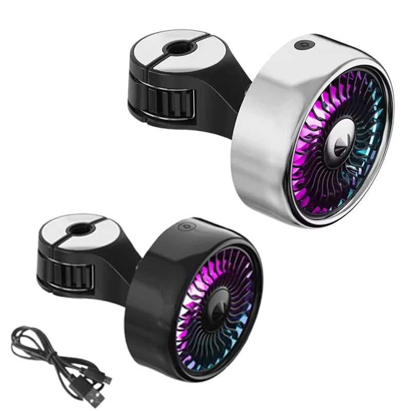 USB Car Fan Dual Head RGB 3-Speed Rear Seat Cooler | Zpaxo