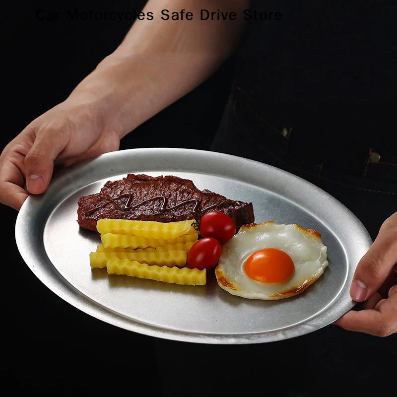 Multi-size 304 Stainless Steel Oval Fish Plates Household Food Dinner