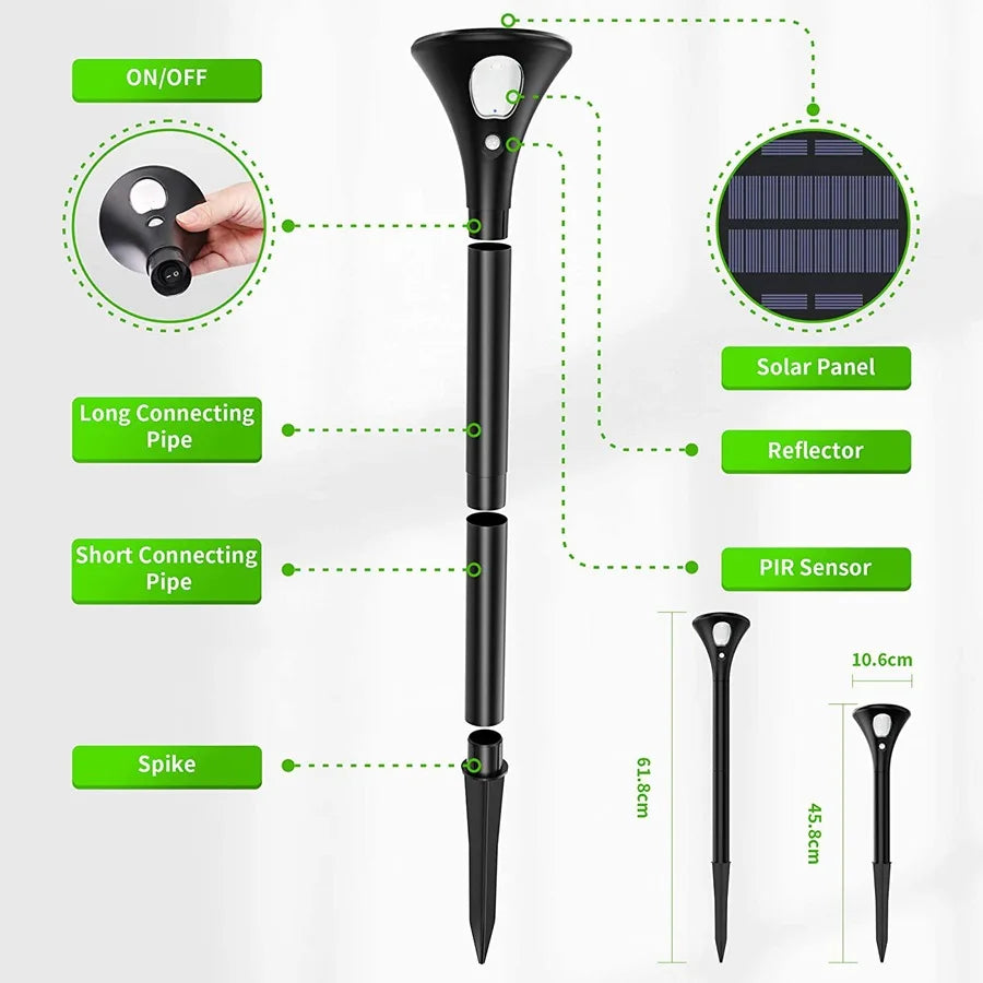 Solar Outdoor Lights Sensor Pathway LED Lamp Waterproof Landscape Zpaxo