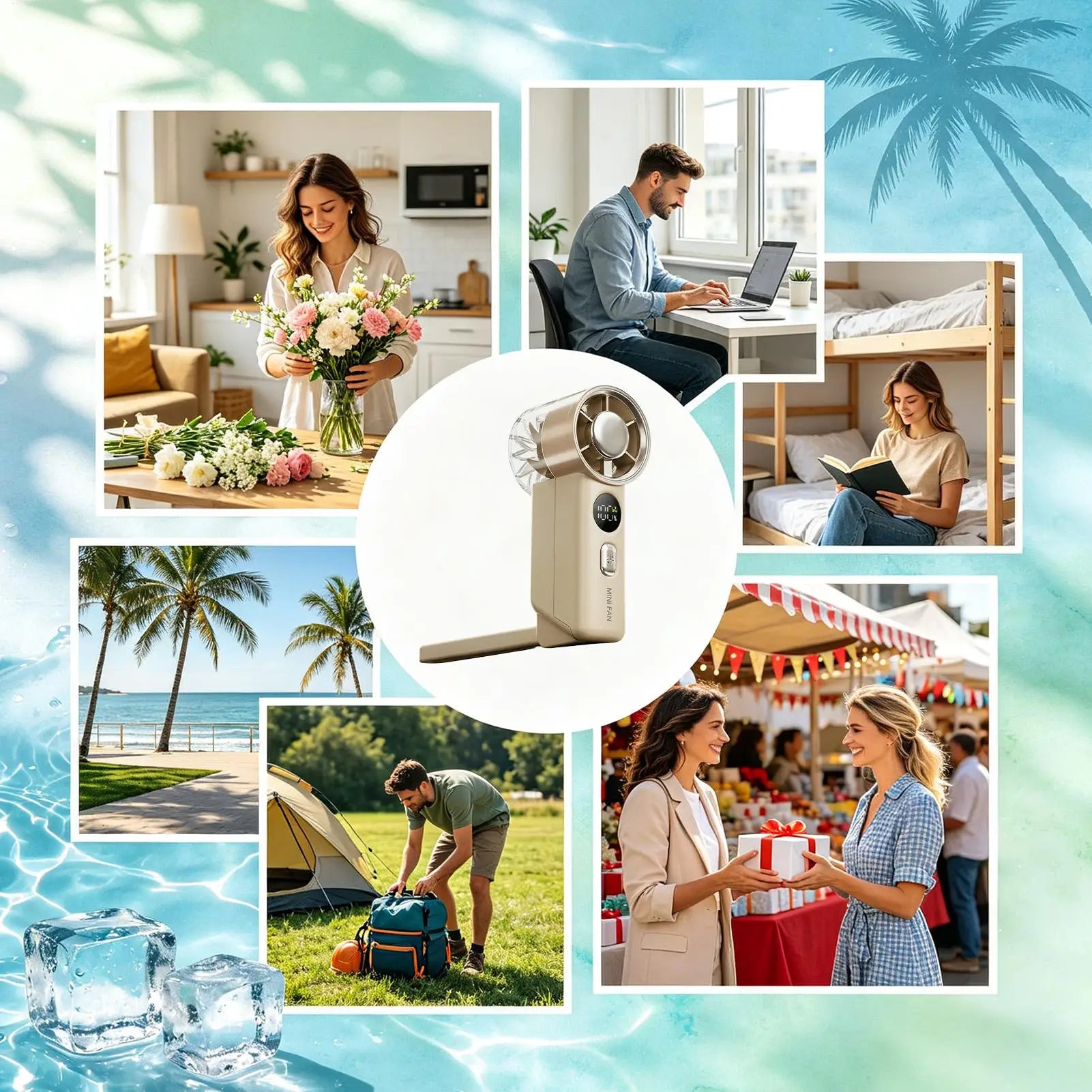 Hand Fan 5 Speeds Digital Display Rechargeable Air Blow Device Portable Fan For Travel Vacation Camping Hiking Backpacking Beach Zpaxo