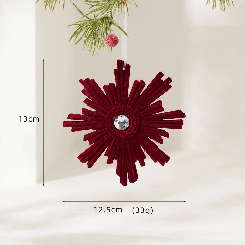 Flocked Burgundy Christmas Hanging Ornament | Holiday Tree Decor