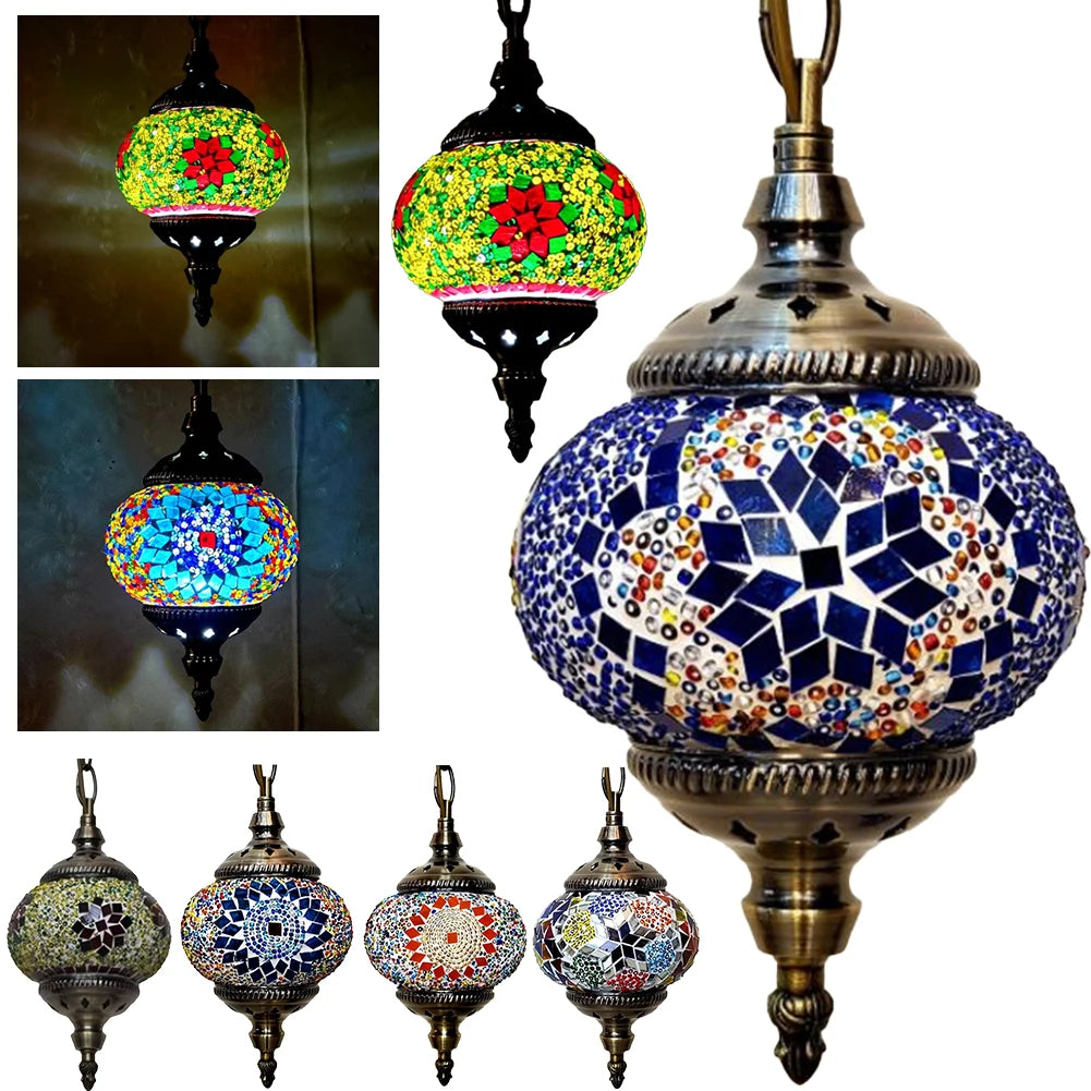 Turkish Moroccan Mosaic Hanging Ceiling Lamp E27 Decorative Glass