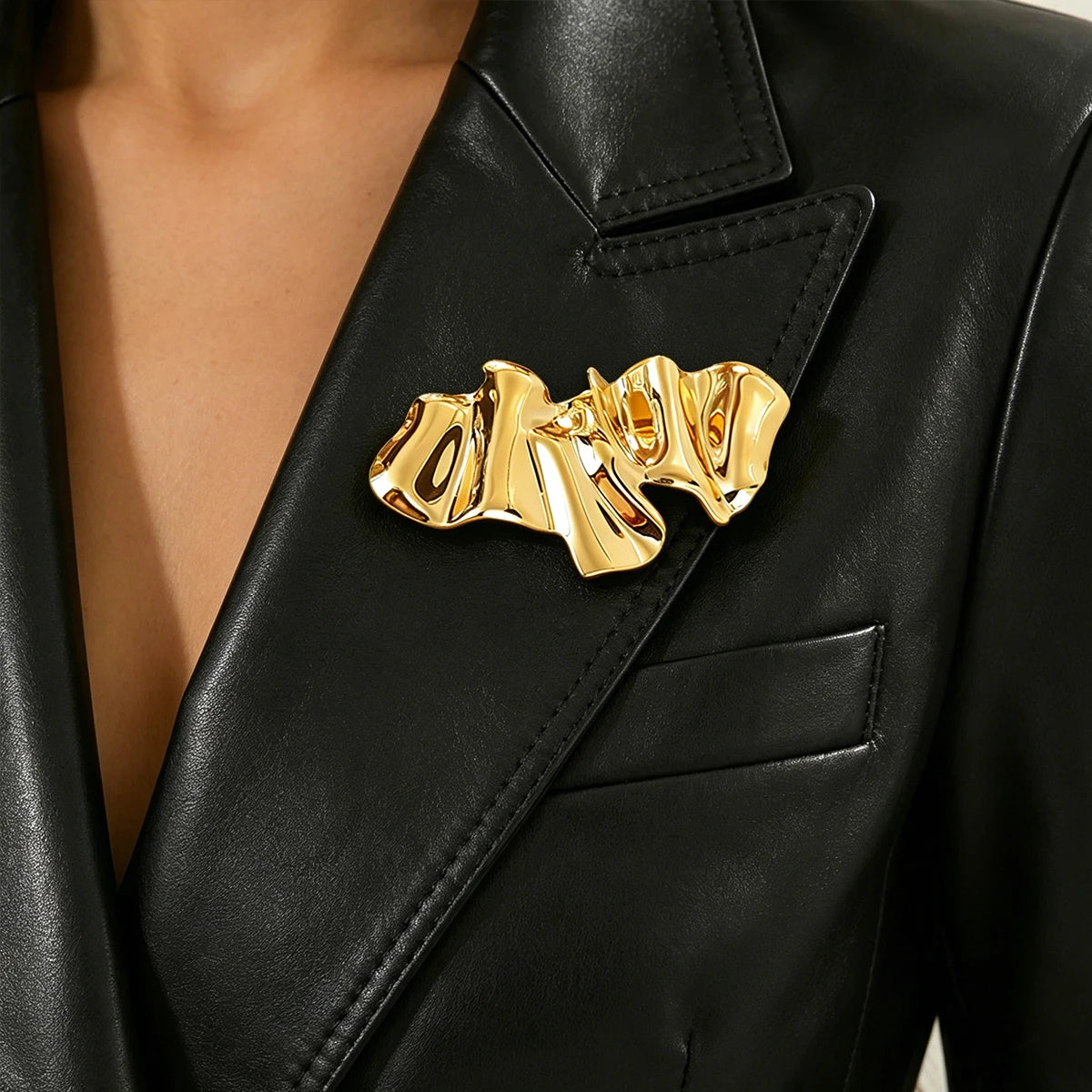 Gold Plated Geometric Brooch – Minimalist Lapel Pin | Unisex