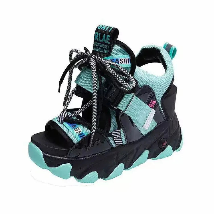 Comemore Leisure Lady Platform Chunky Sandals Mixed Shoes Sports Zpaxo Blue 34(Foot 22cm) China Mainland